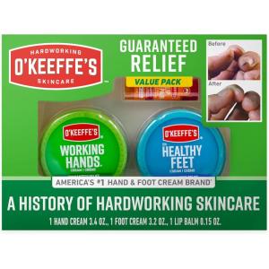 O’Keeffe’s Giftbox Including Lip Repair with Cherry and Vitamin E Oil Stick, Working Hands Jar and Healthy Feet Jar, Gift Idea(1 Count (Pack of 1))