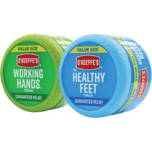 O’Keeffe’s Working Hands Hand Cream (3.4 oz Jar) and Healthy Feet Foot Cream (3.2 oz Jar) – Repairing Skincare for Extremely Dry, Cracked Hands and Feet, Travel Size(1 Count (Pack of 1))