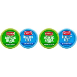 O’Keeffe’s Working Hands Hand Cream (3.4 oz Jar) and Healthy Feet Foot Cream (3.2 oz Jar) – Repairing Skincare for Extremely Dry, Cracked Hands and Feet, Travel Size(3.3 Ounce (Pack of 4))
