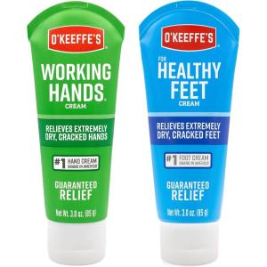O’Keeffe’s Working Hands Hand Cream (3.4 oz Jar) and Healthy Feet Foot Cream (3.2 oz Jar) – Repairing Skincare for Extremely Dry, Cracked Hands and Feet, Travel Size(3 Ounce (Pack of 1))