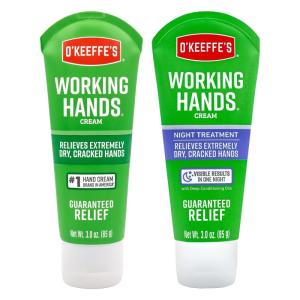 O’Keeffe’s Working Hands Hand Cream Plus Night Treatment Cream Bundle – 7 oz Tubes (2 Total) – Repairing Skincare for Cracked, Dry Hands(3 oz.)