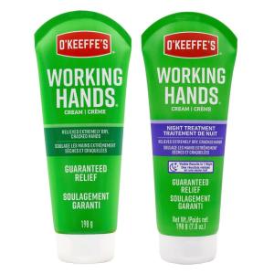 O’Keeffe’s Working Hands Hand Cream Plus Night Treatment Cream Bundle – 7 oz Tubes (2 Total) – Repairing Skincare for Cracked, Dry Hands(7 oz.)