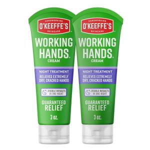 O’Keeffe’s Working Hands Night Treatment Hand Cream for Extreme Dryness – 7 oz Tube (2 Pack) – Repairing Skincare for Cracked, Dry Hands(3 Ounce (Pack of 2))